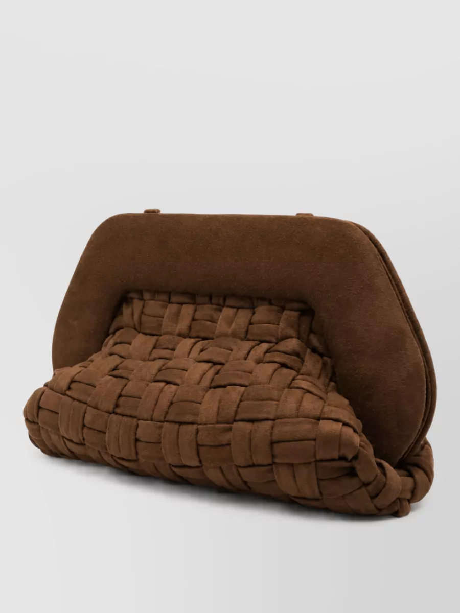 Themoiré bios medium suede-effect woven clutch bag