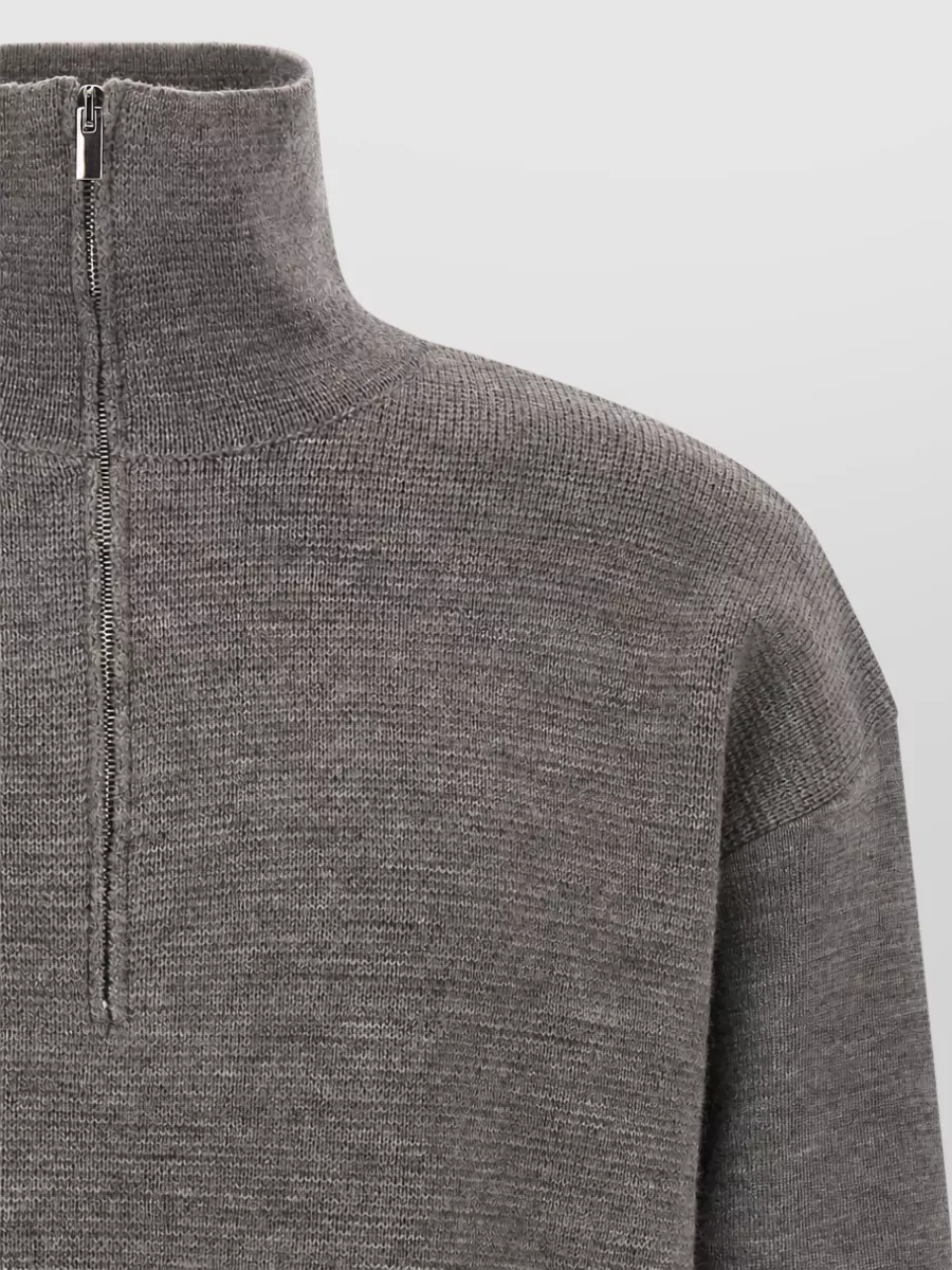 Ma'ry'ya Virgin Wool Half-Zip Turtleneck Sweater