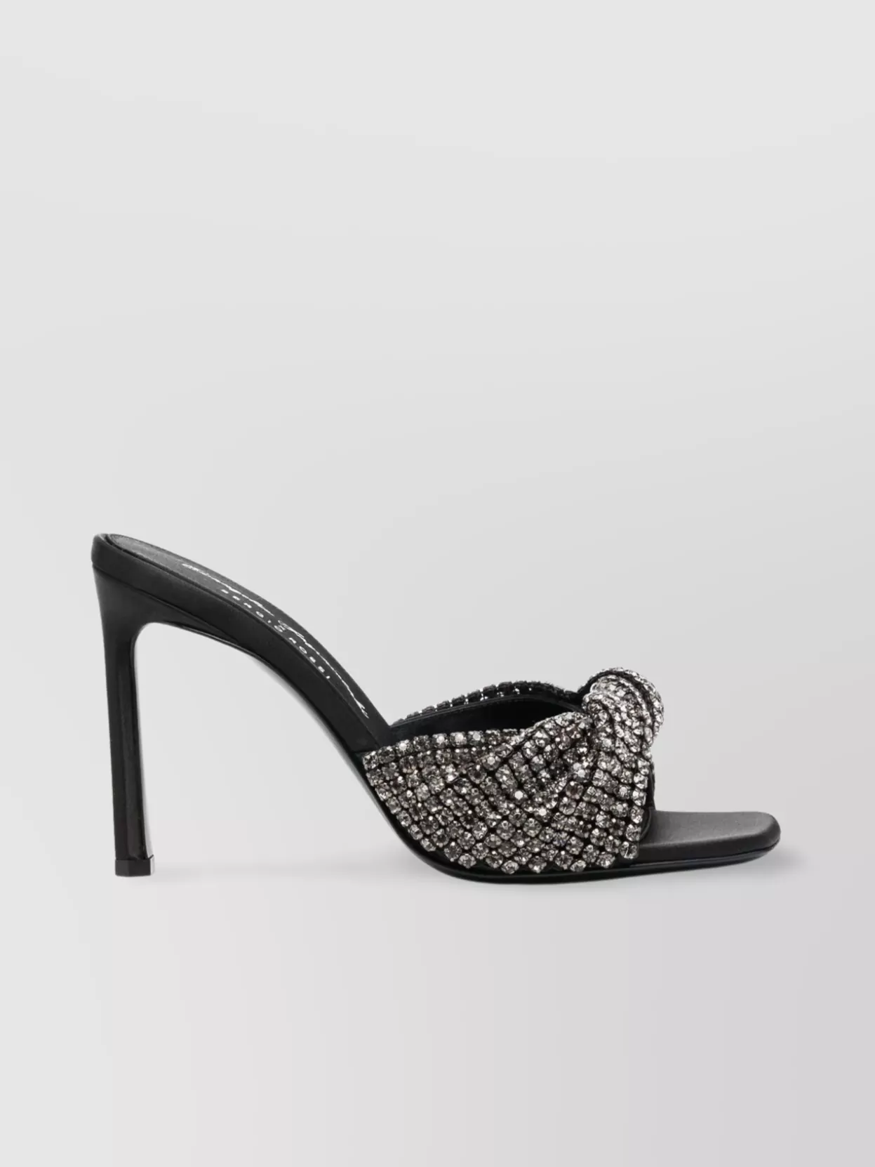 Sergio Rossi Palladium Crystal-embellished Knotted Sandals In Black