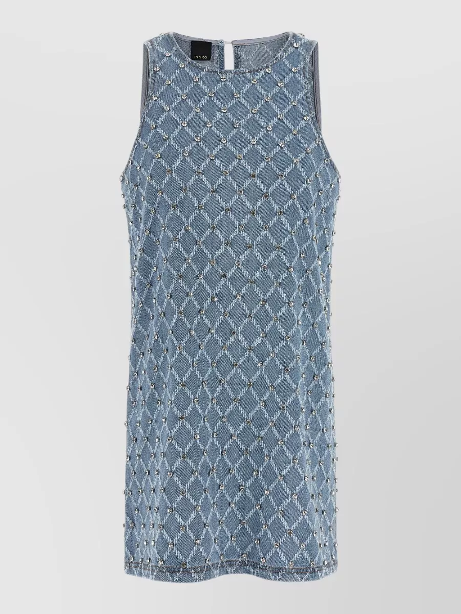 Pinko Cotton denim crystal-embellished sleeveless mini dress
