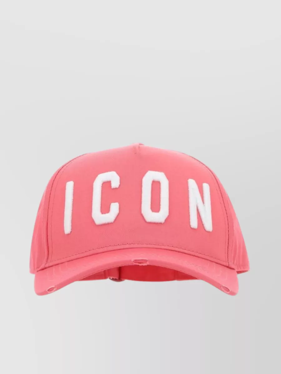 Shop Dsquared2 Cotton Cap With Curved Visor And Ventilation Holes In Pink