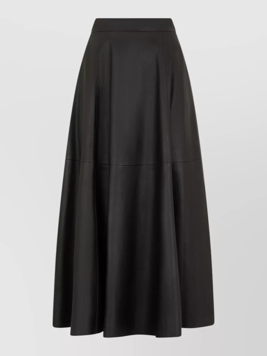 Raquel Diniz Leather High-Rise Pleated Midi Skirt