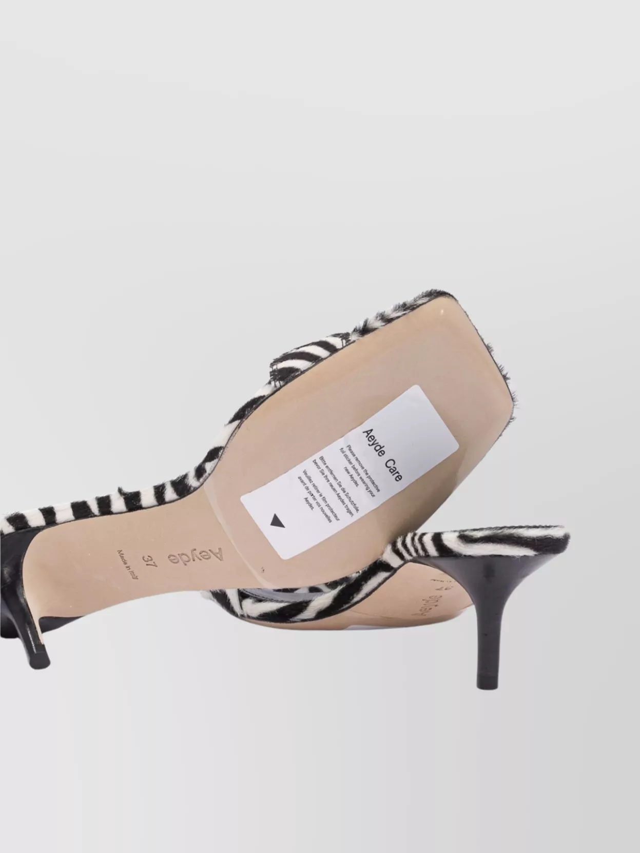 Shop Aeyde Open Toe Kitten Heel Zebra Pattern Sandals