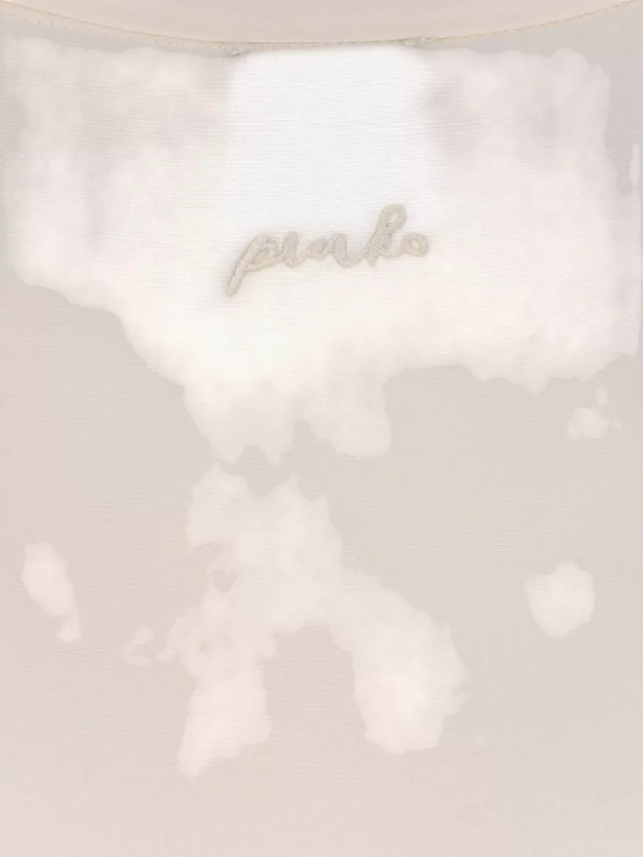 Pinko Blossom Silk Shirt Cap Sleeves Round Neck