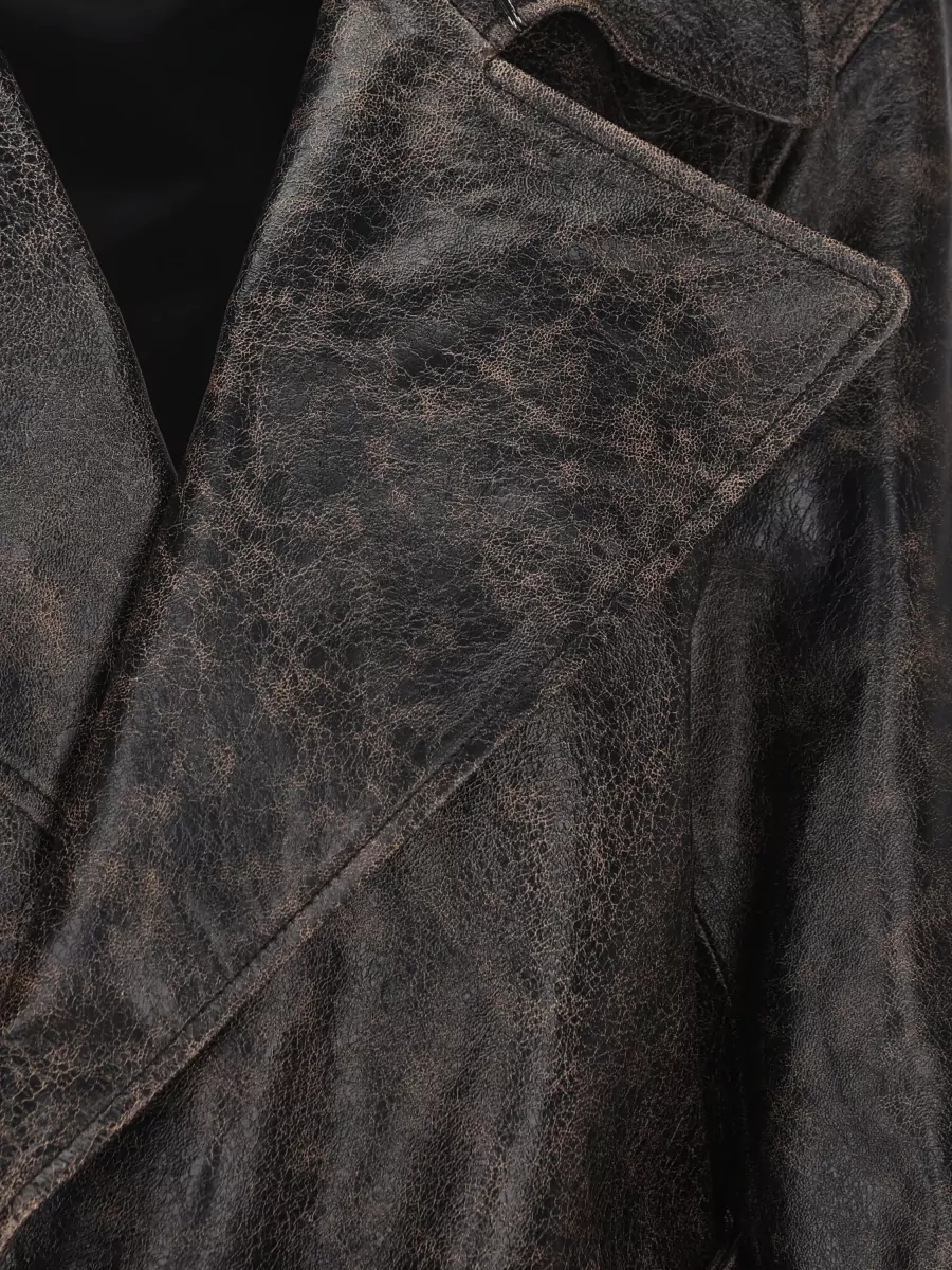 Fendi Leather Belted Trench Coat