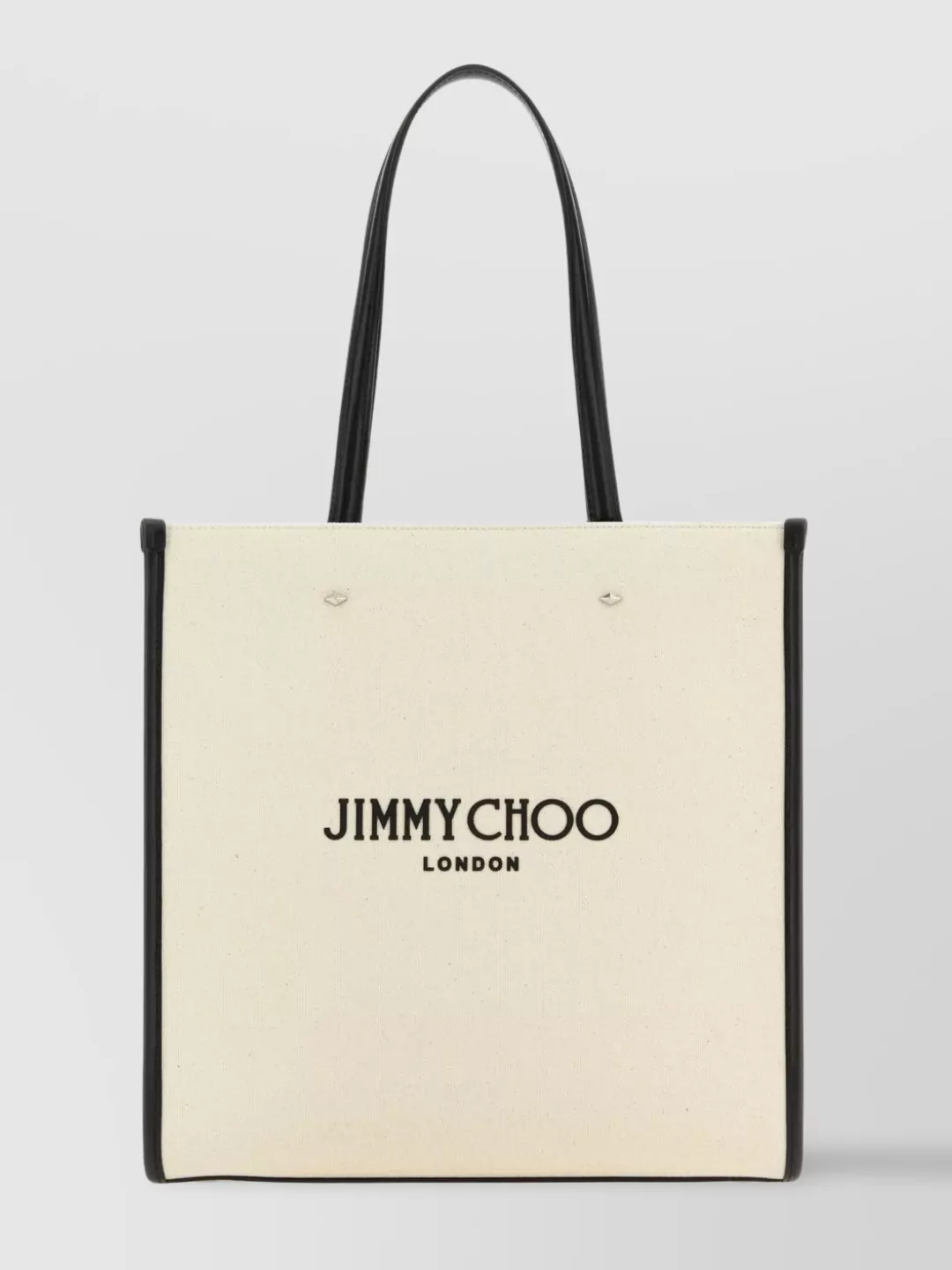 Shop Jimmy Choo Rectangular Leather Trim Tote Bag In Grey