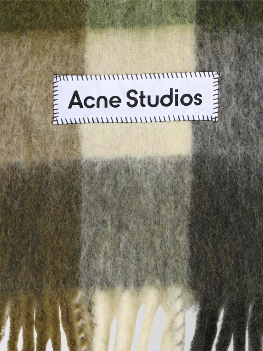 Acne Studios Checked Alpaca-Blend Fringed Scarf