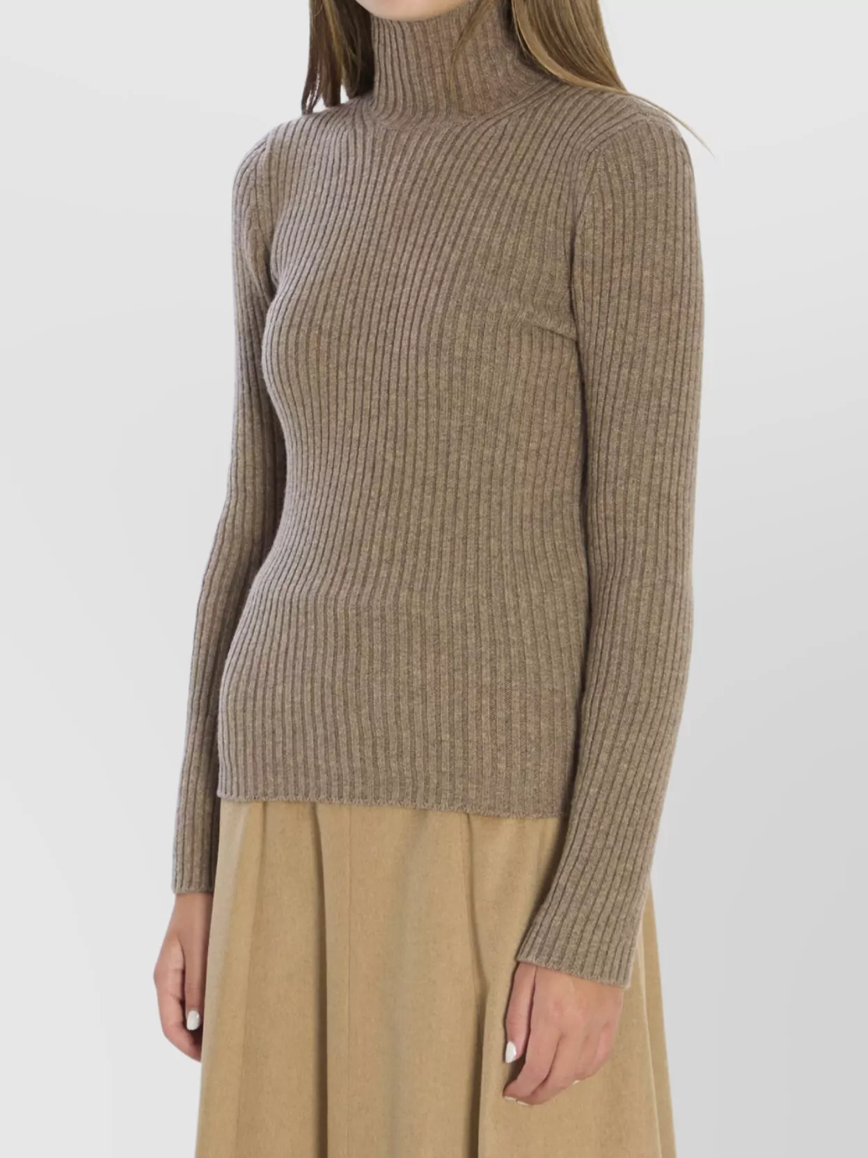 Max Mara Wool And Cashmere High Neck Knit Top