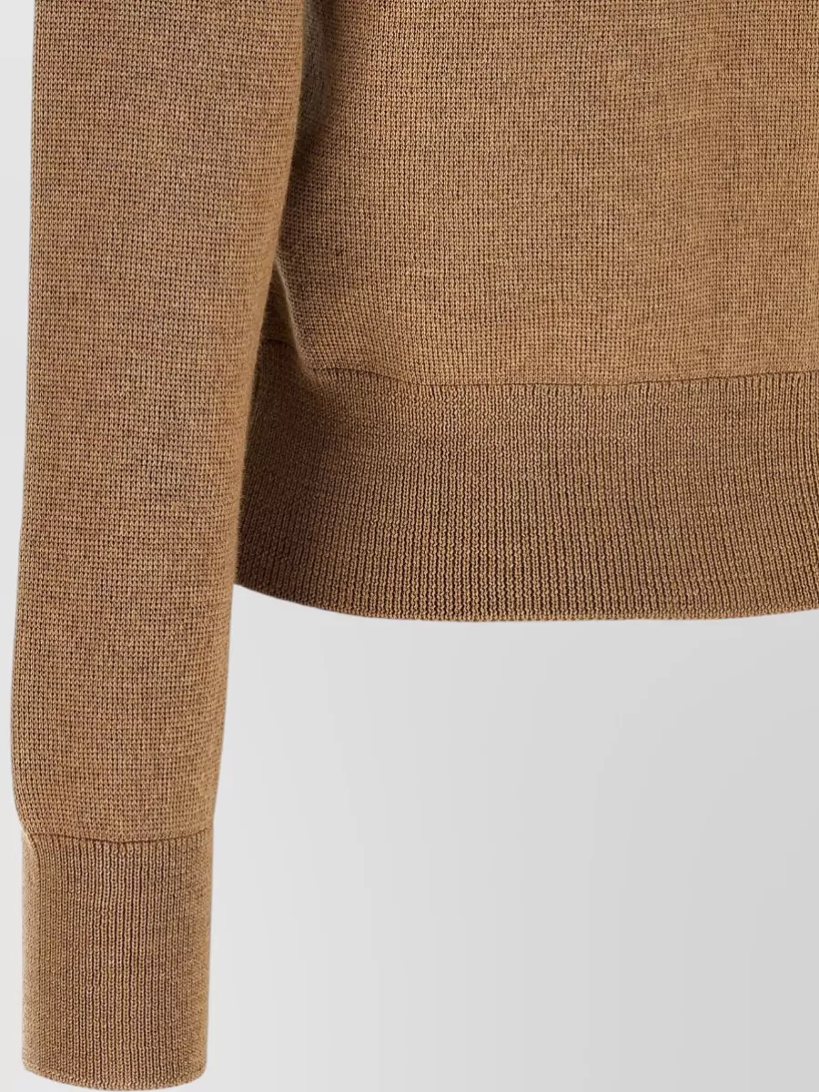 Ami Paris Wool Ribbed Crewneck Cardigan