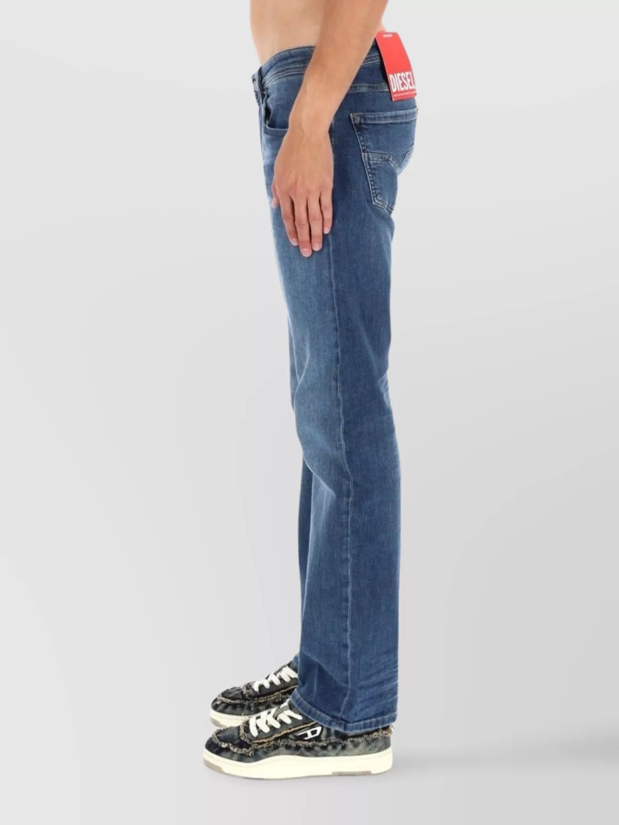 Diesel Faded Denim Five-Pocket Design Belt Loops