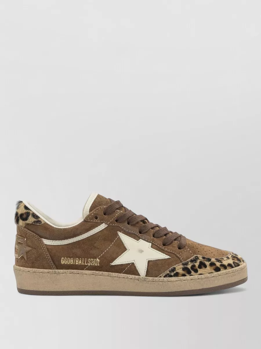 Golden Goose Ball Star Sneakers Low Profile Suede Leopard
