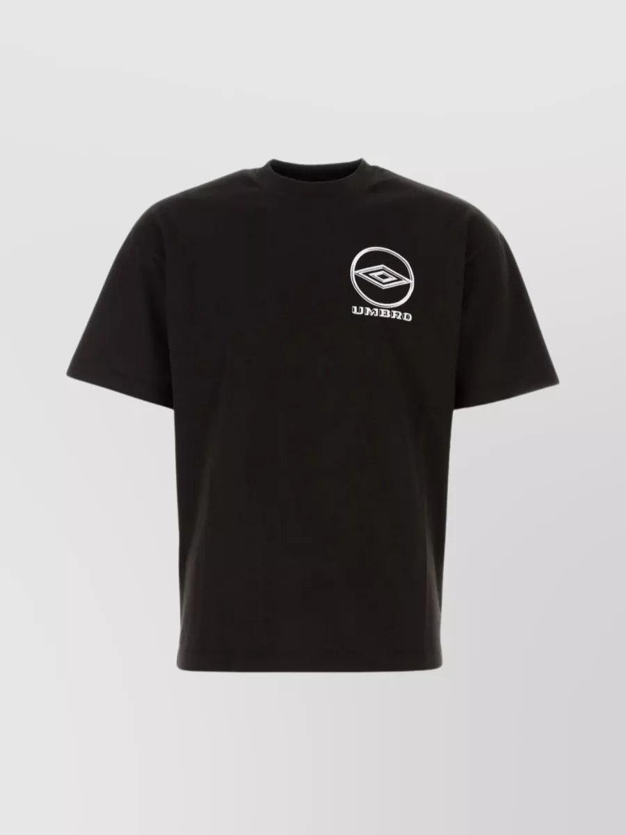 Shop Umbro Cotton Crew-neck T-shirt With Short Sleeves In Black