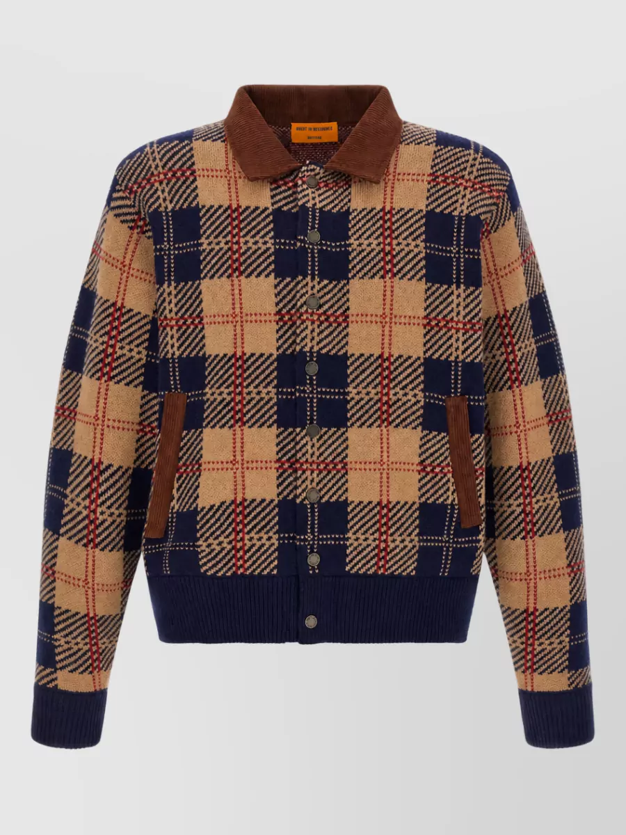 Guest In Residence Wool cashmere tartan bomber jacket