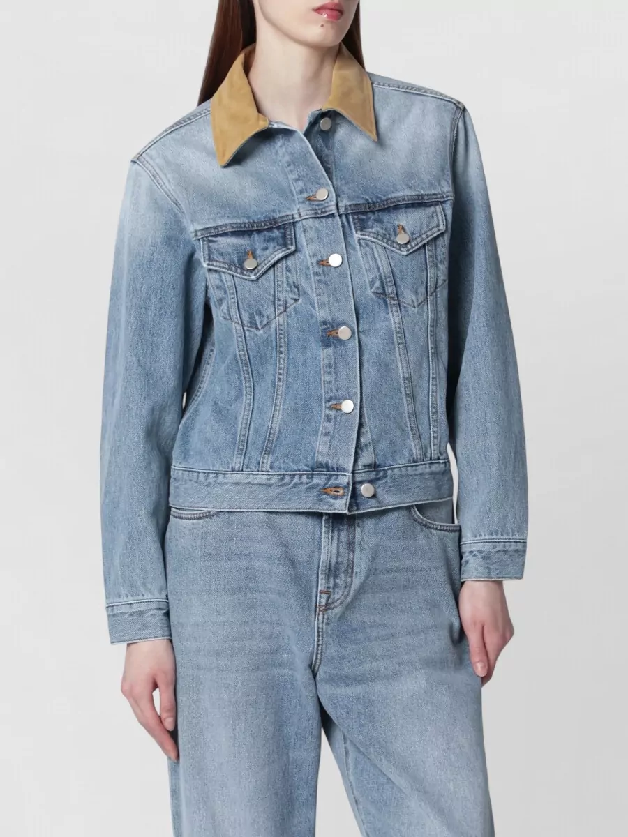 Róhe denim jacket with suede collar