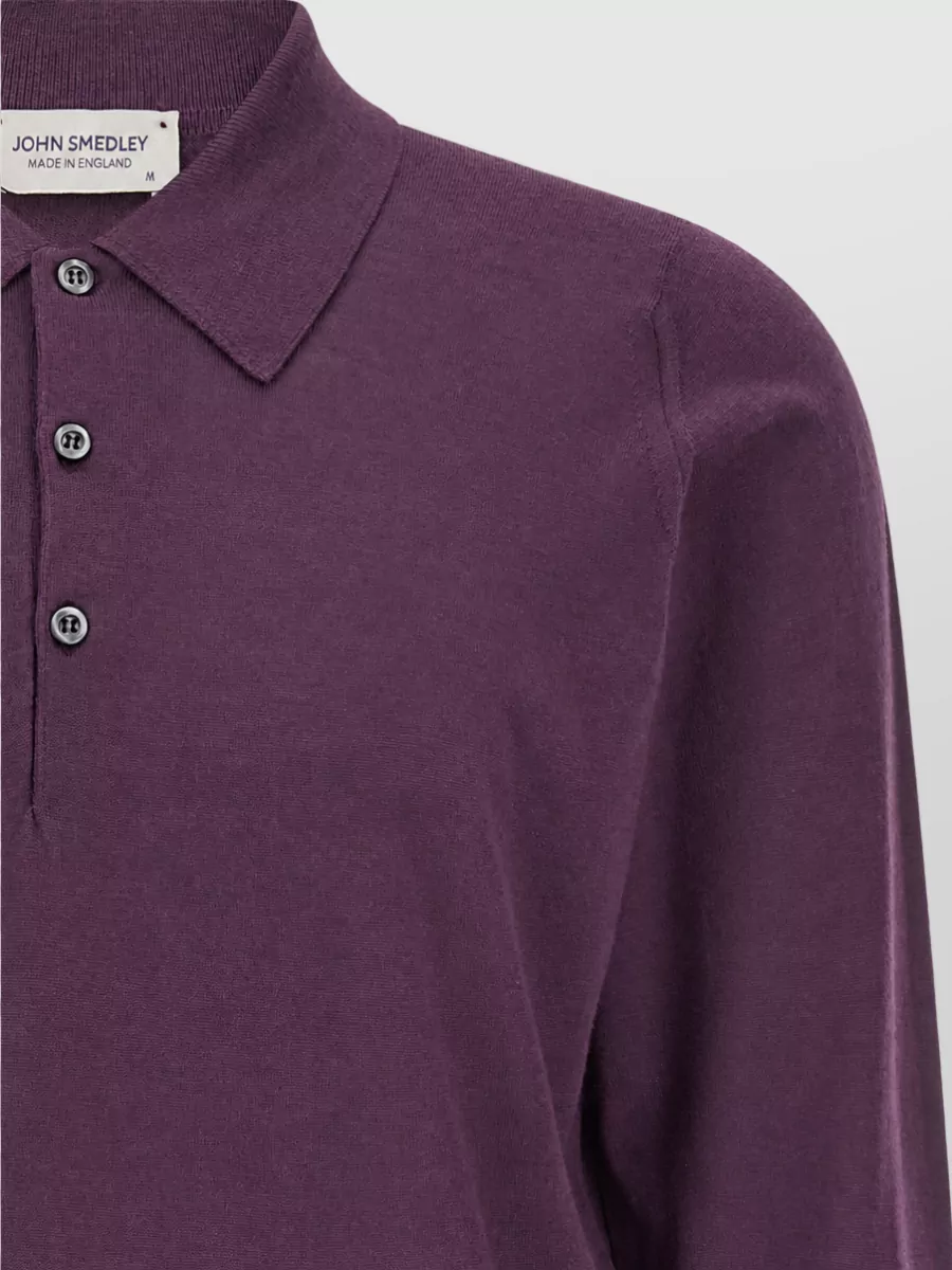 John Smedley Merino Wool Long-Sleeve Polo Shirt