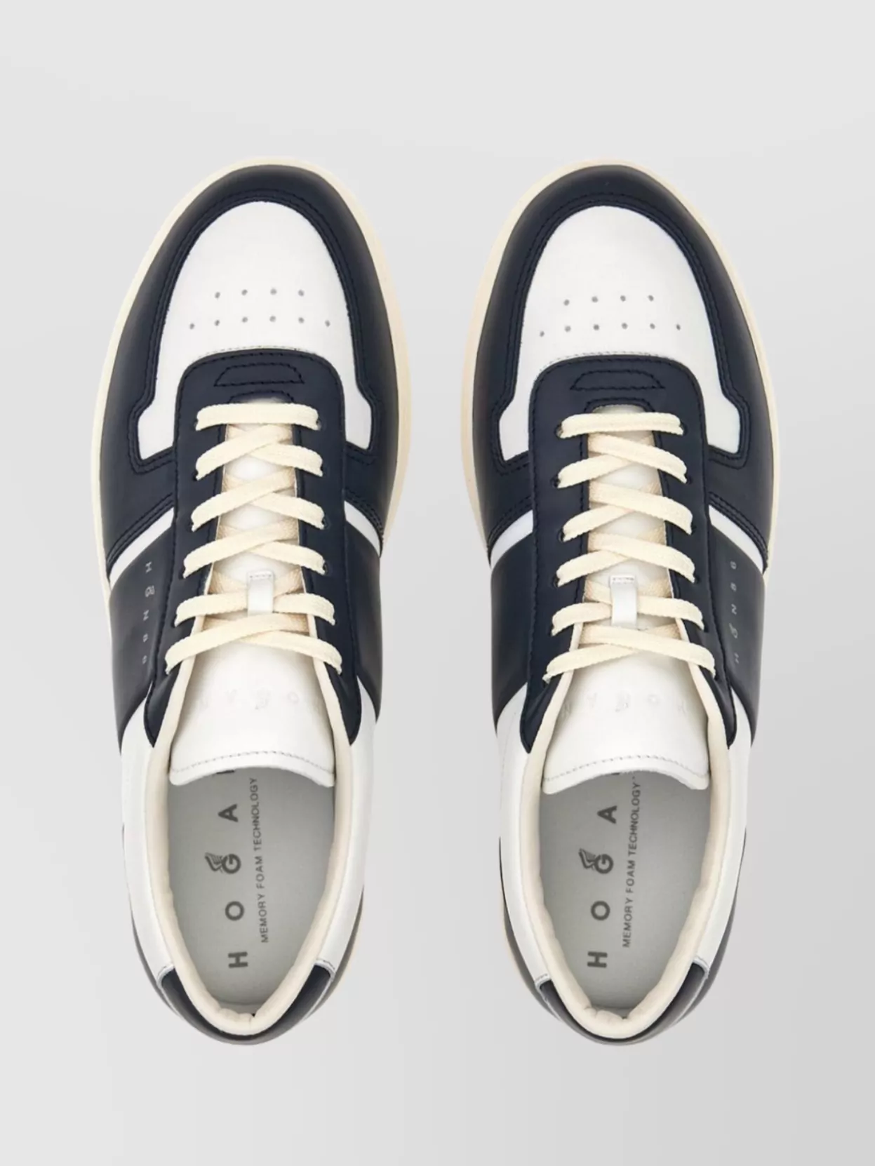 Hogan Leather Logo Sneakers Perforated Toe
