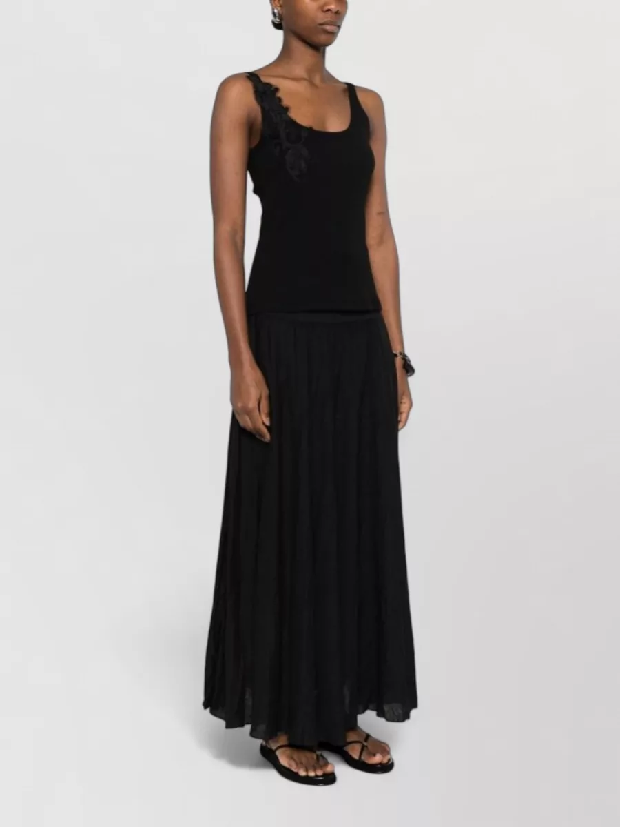 Ermanno Firenze Ribbed Cotton Floral Appliqué Sleeveless Tank Top