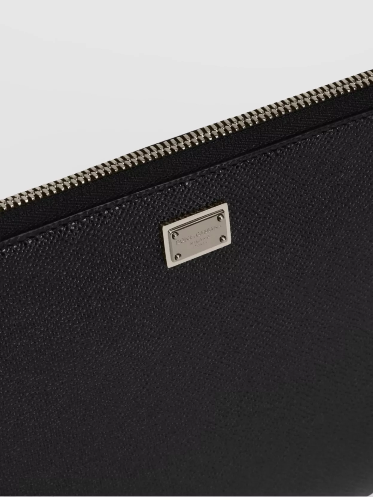 Dolce&Gabbana Textured Leather Clutch Handle Removable