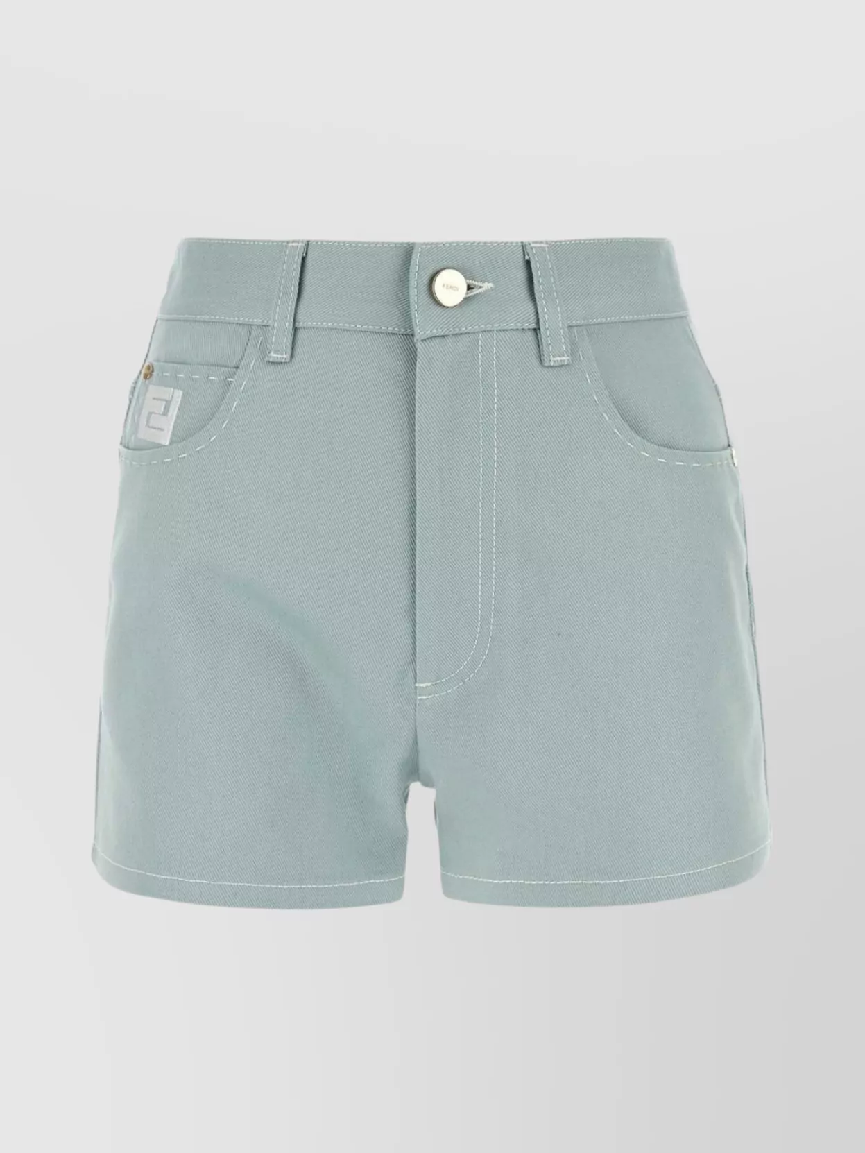 Shop Fendi Denim Shorts With Patch Pockets And Belt Loops