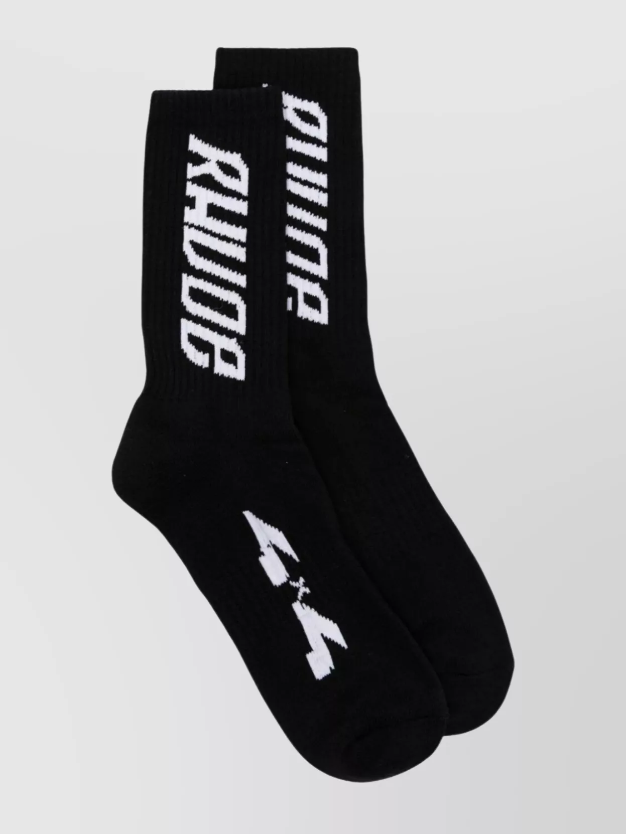 Shop Rhude Knit Ribbed Sport Socks In Black