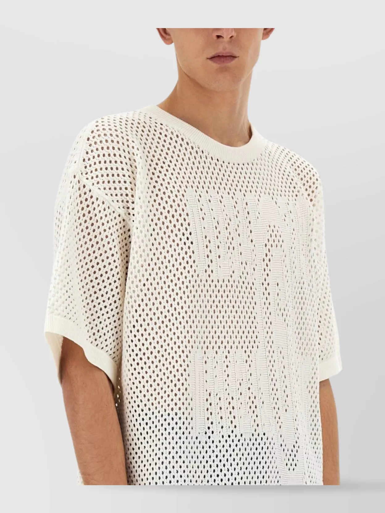 Mm6 Maison Margiela Logo Print Mesh Oversized T-Shirt
