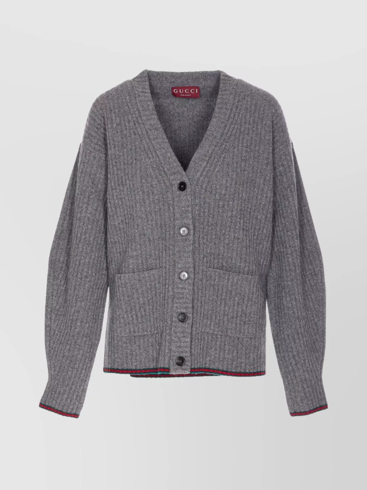 Gucci Womens Dusty Dark Grey Mc Oversized Rib Wool Knitted Cardigan Xs In Gold