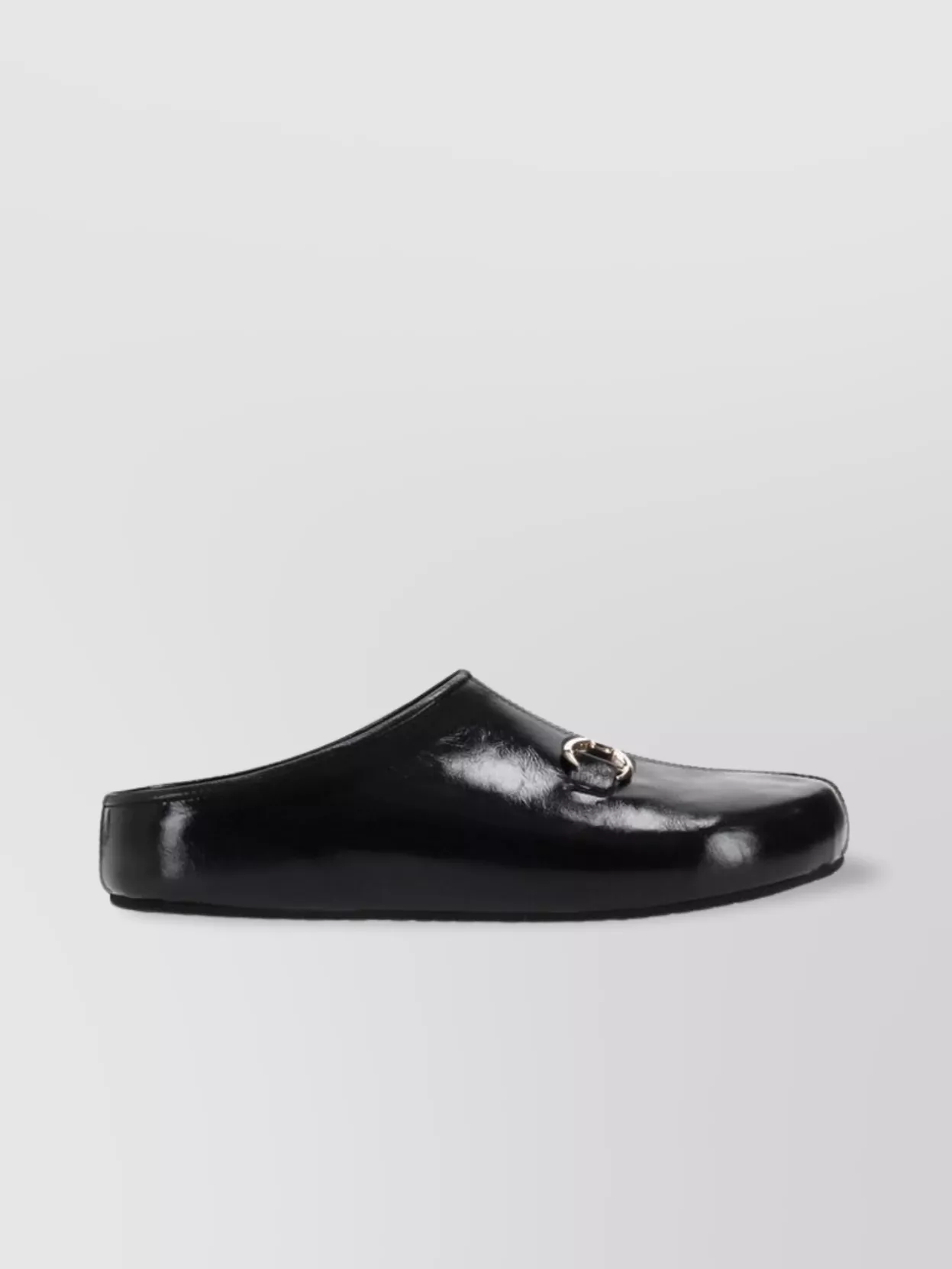 Marine Serre Flat Leather Slippers Gold Detail