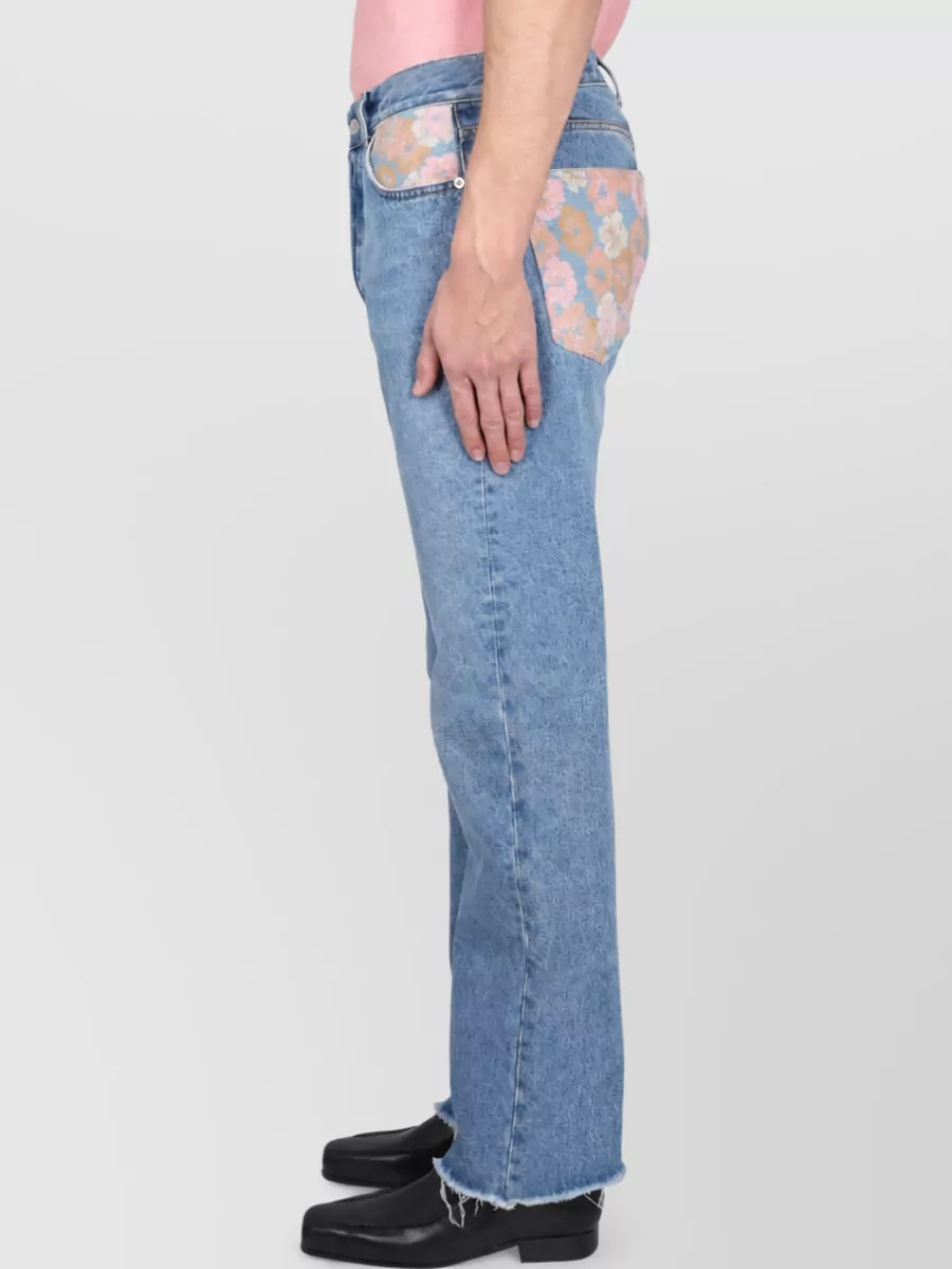 Séfr Floral-Print Denim Straight-Leg Jeans