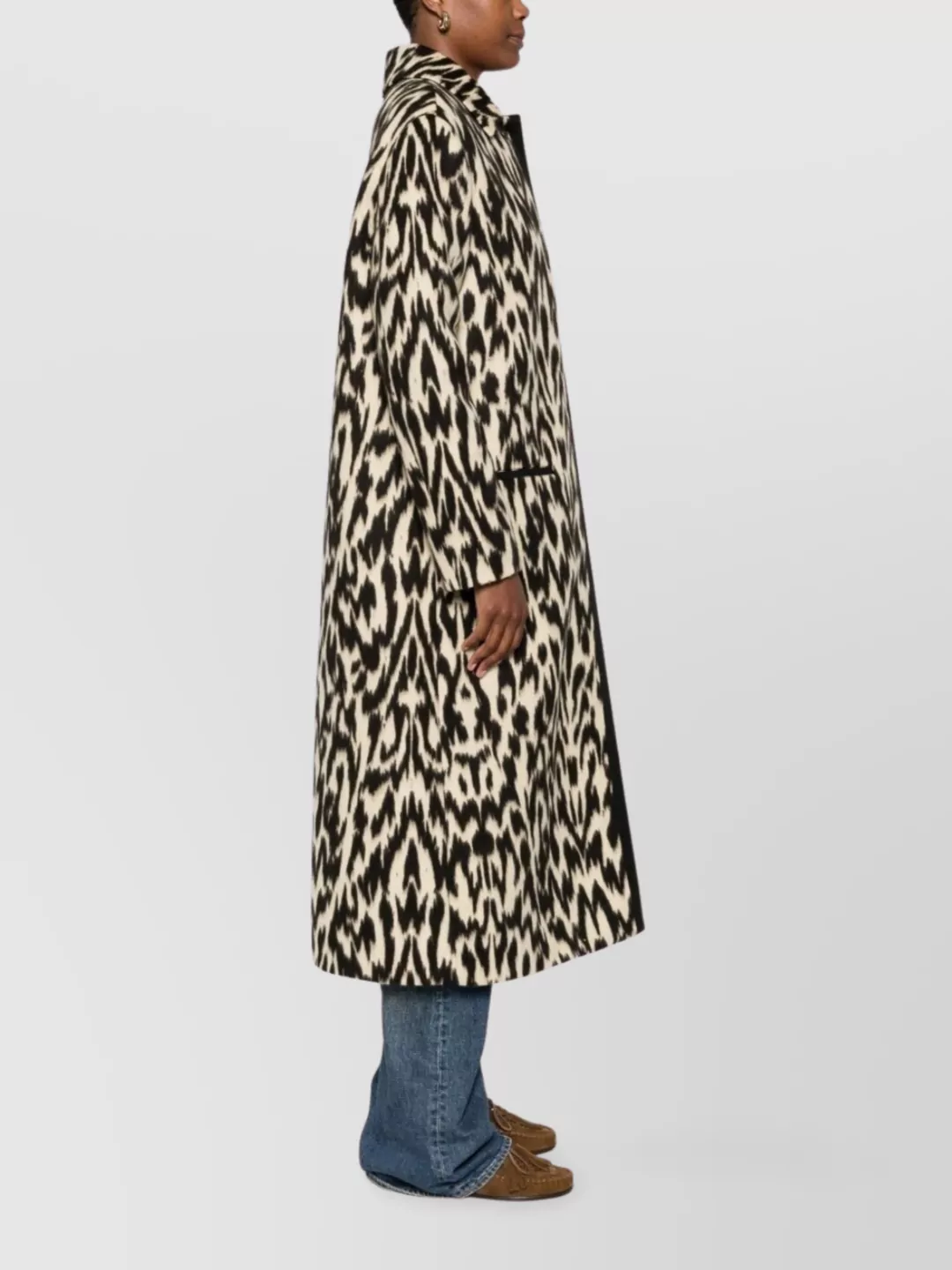 Forte Forte Long Animal Print Coat Featuring Pockets In Multi