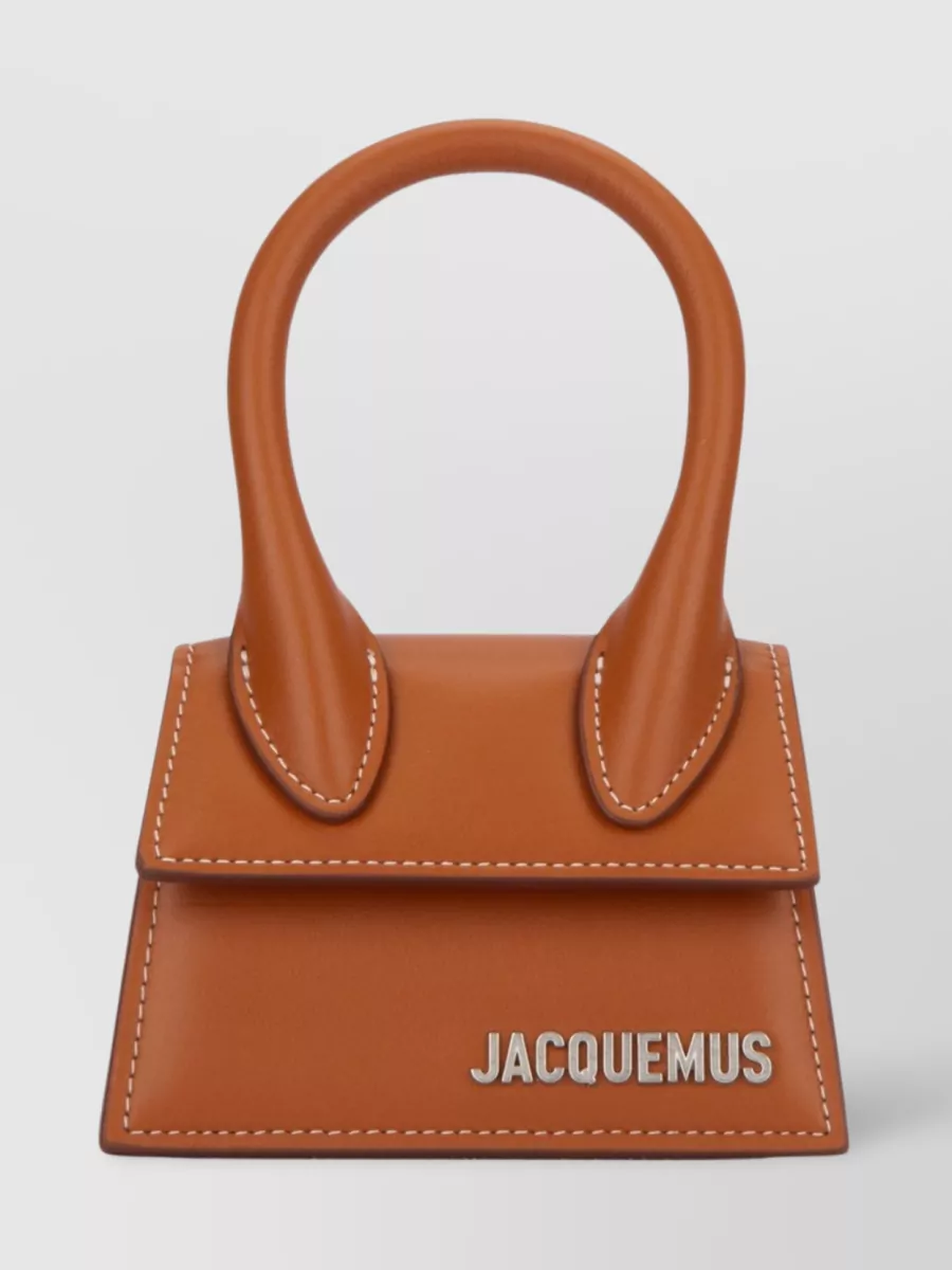 Shop Jacquemus Sleek Silhouette Tote With Contrast Stitching In Brown