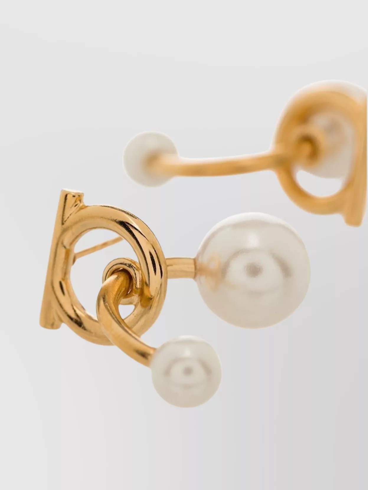 Ferragamo Pearl Embellished Gold-Tone Earrings