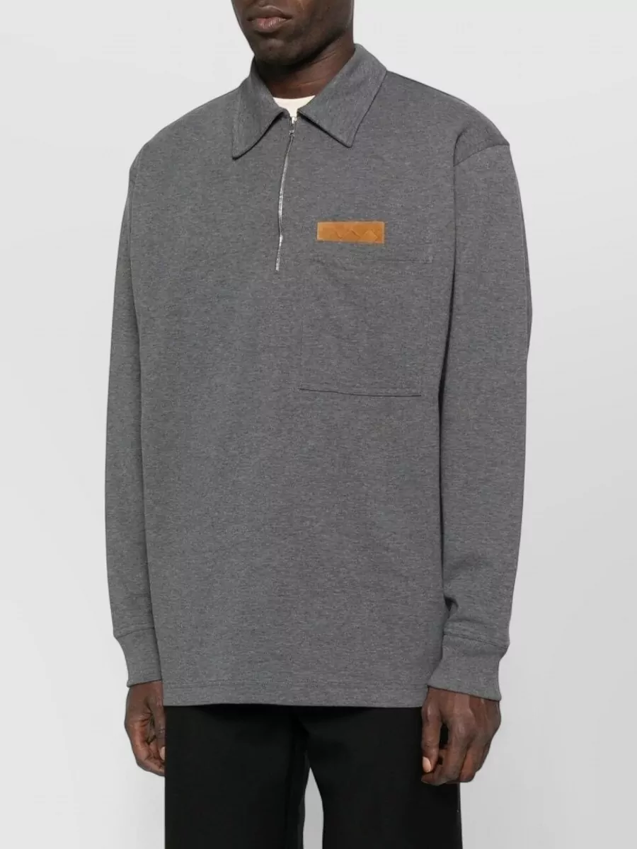 Bottega Veneta Wool Knit Sweater Chest Pocket Ribbed Cuffs