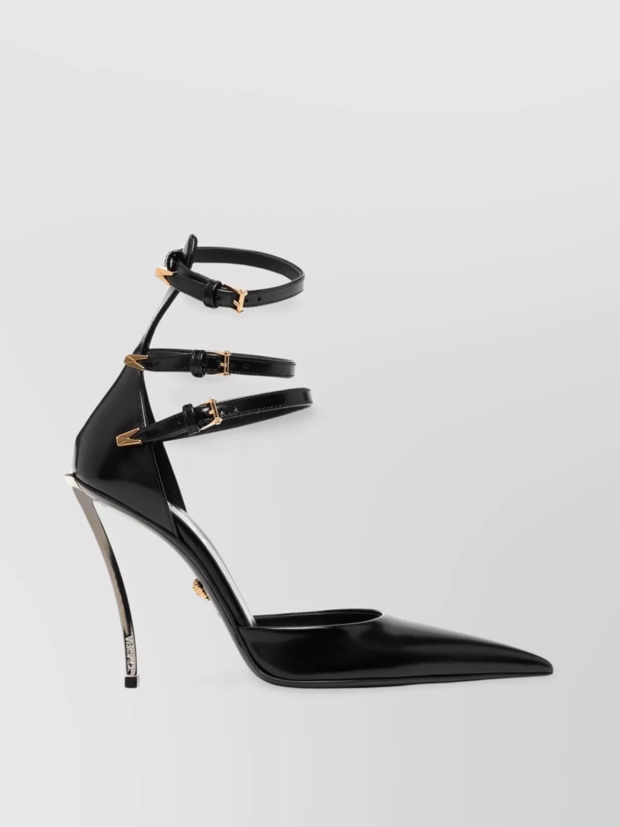 Shop Versace Leather Pointed-toe Stiletto Pumps