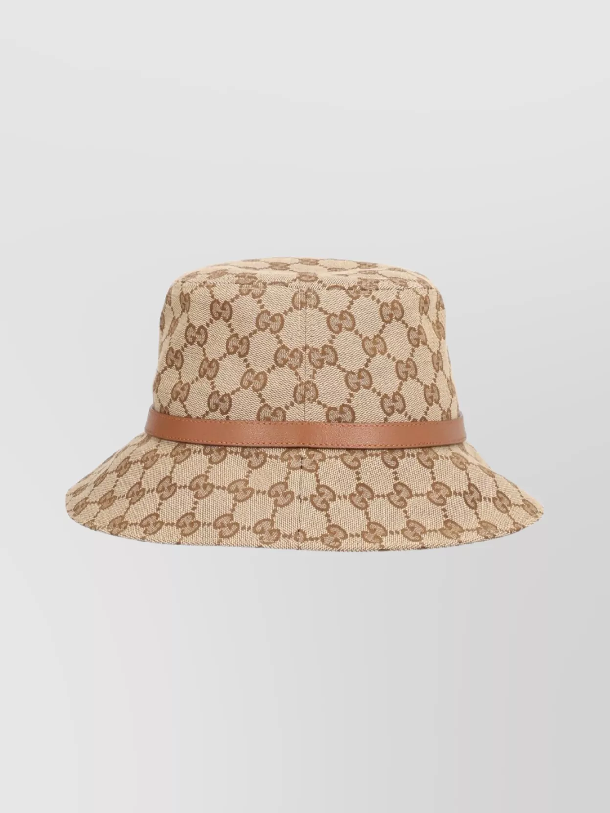 Gucci Wide Brim Cloche Hat With Leather Trim