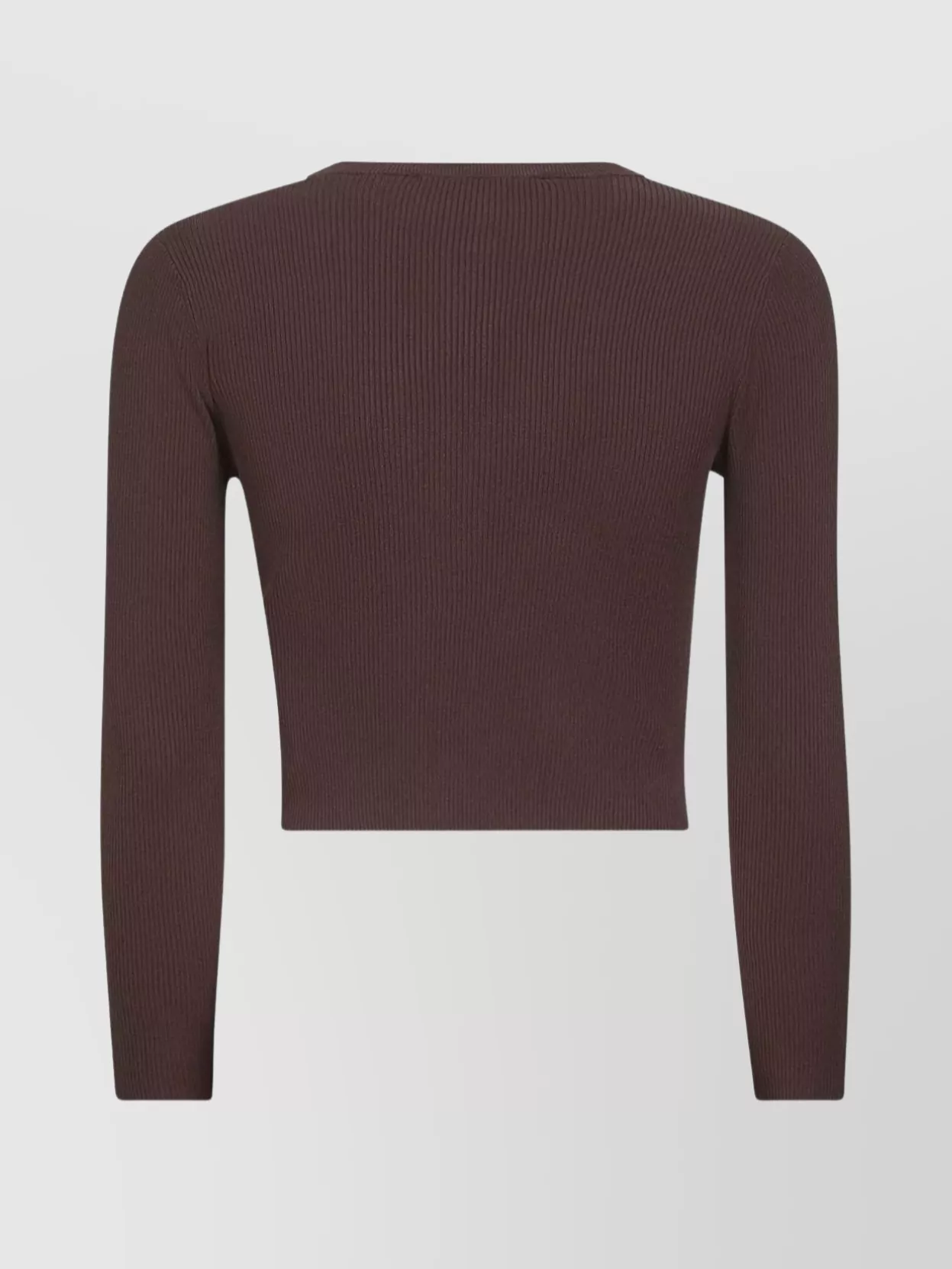 Weekend Max Mara Knitwear Cropped Ribbed Texture Long Sleeves In Brown