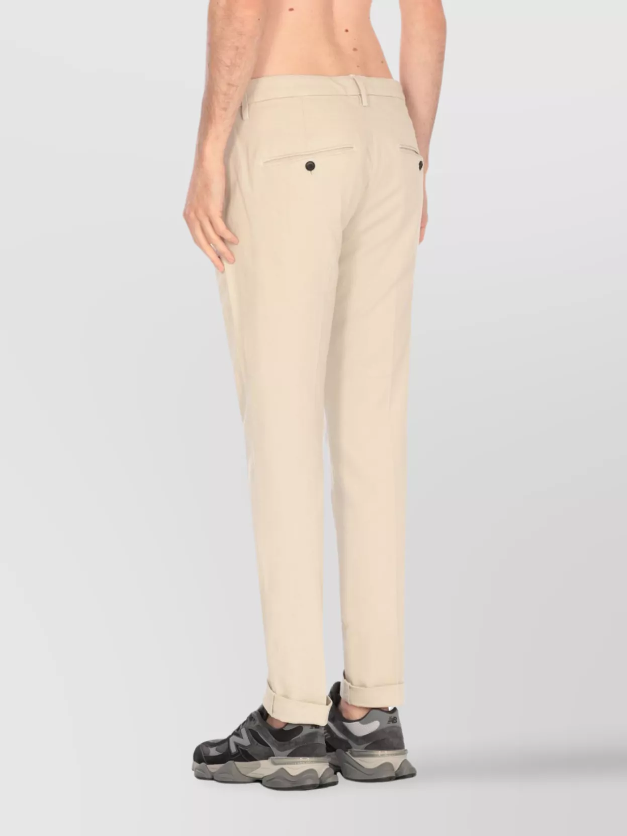 Dondup Straight Cuffed Hem Cotton Trousers