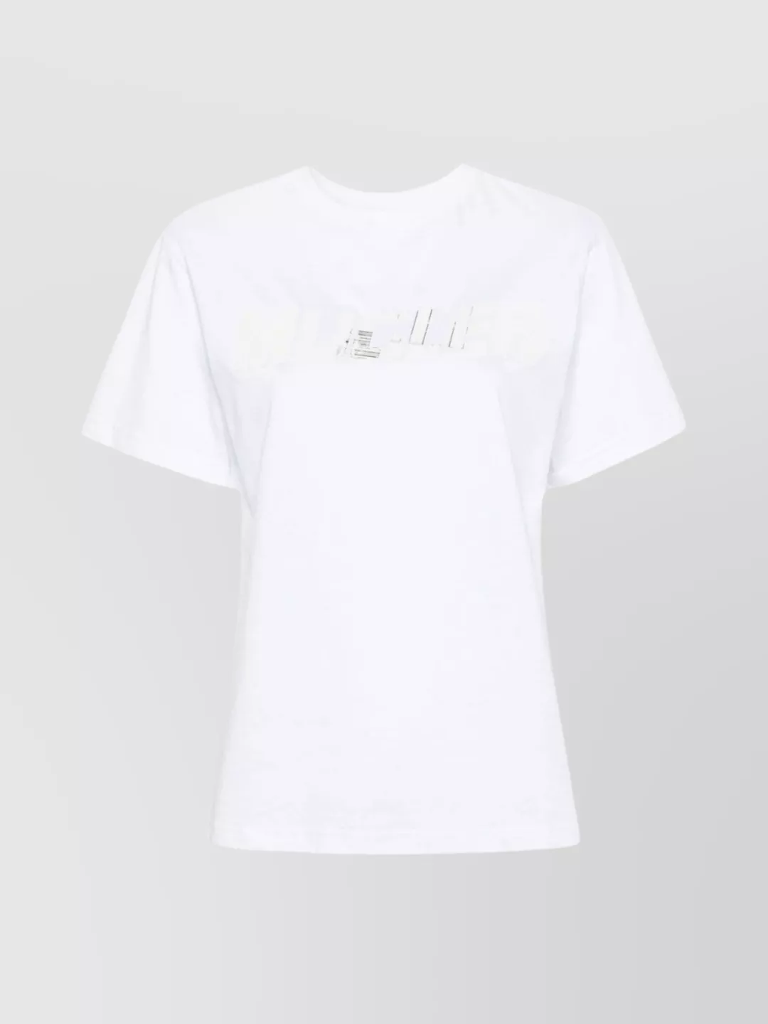 Shop Mugler Crew Neck Jersey Top With Short Sleeves And Straight Hem In White