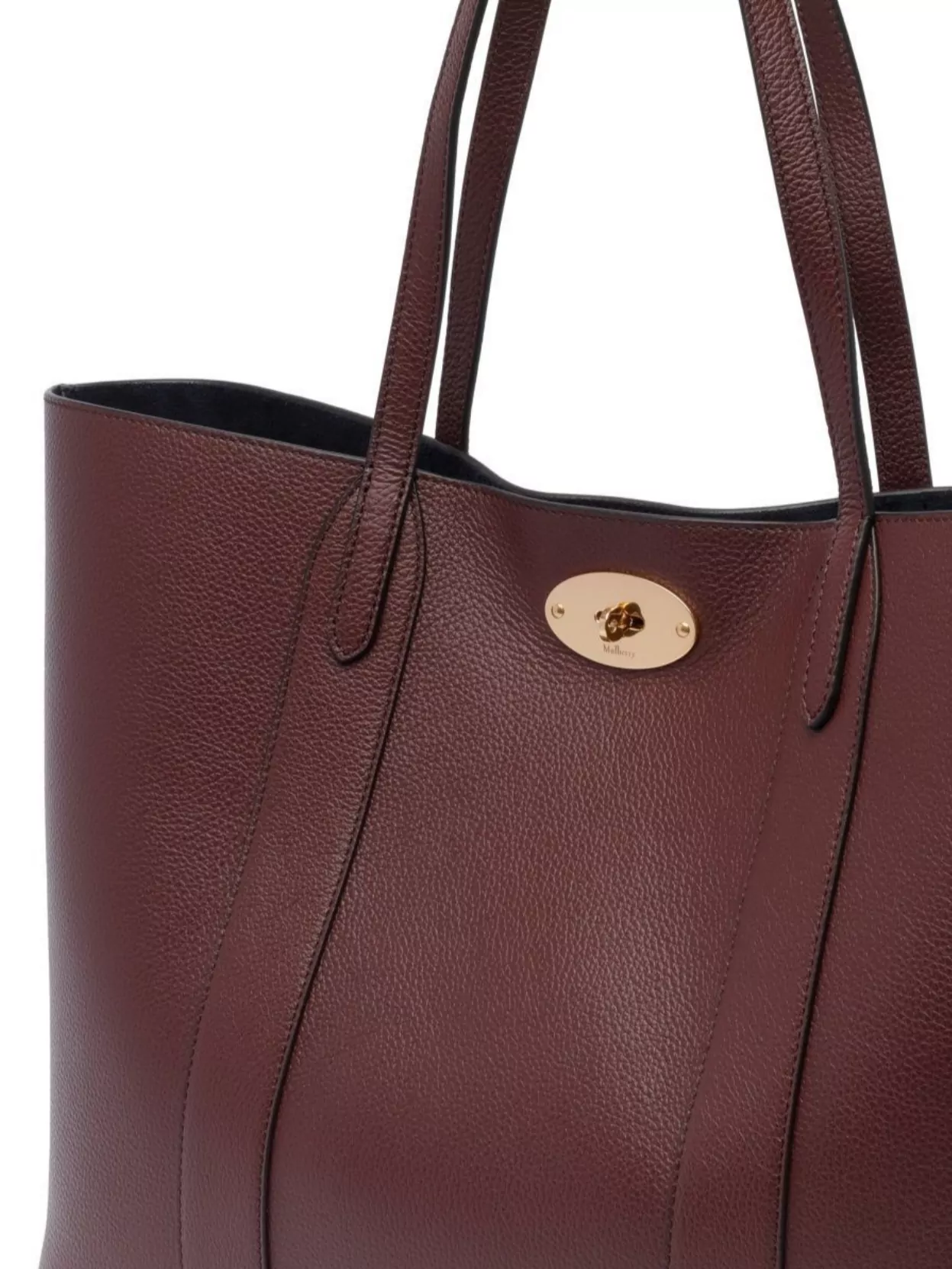 Mulberry Leather Textured Shoulder Bag With Dual Handles