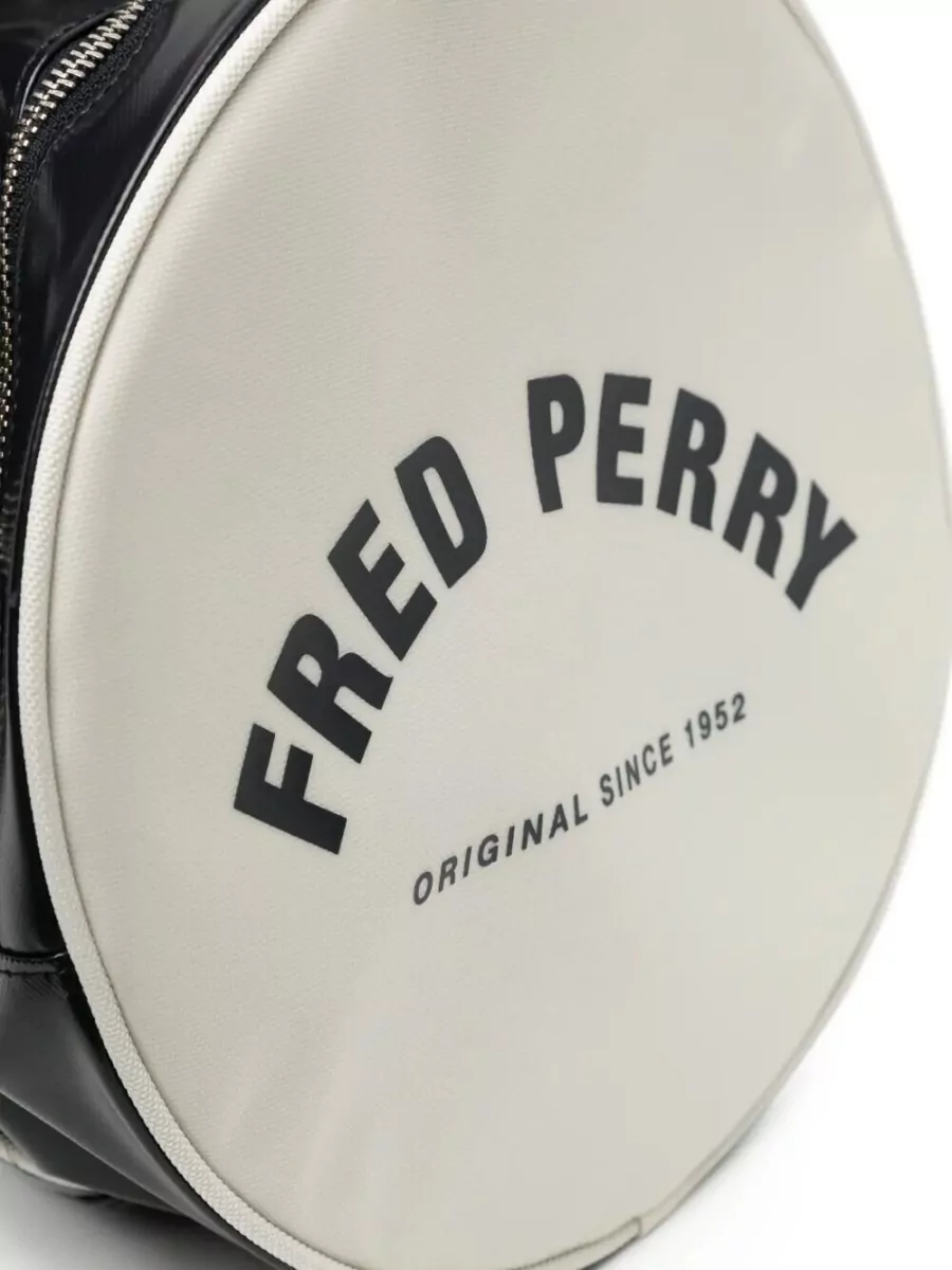 Fred Perry Barrel Shoulder Bag Dual Handles Contrast Stripes