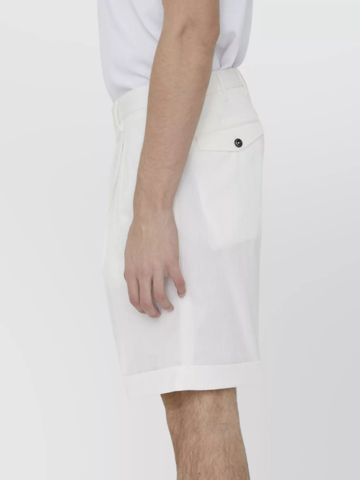 Pt Torino Seersucker Pleated Bermuda Shorts Pockets