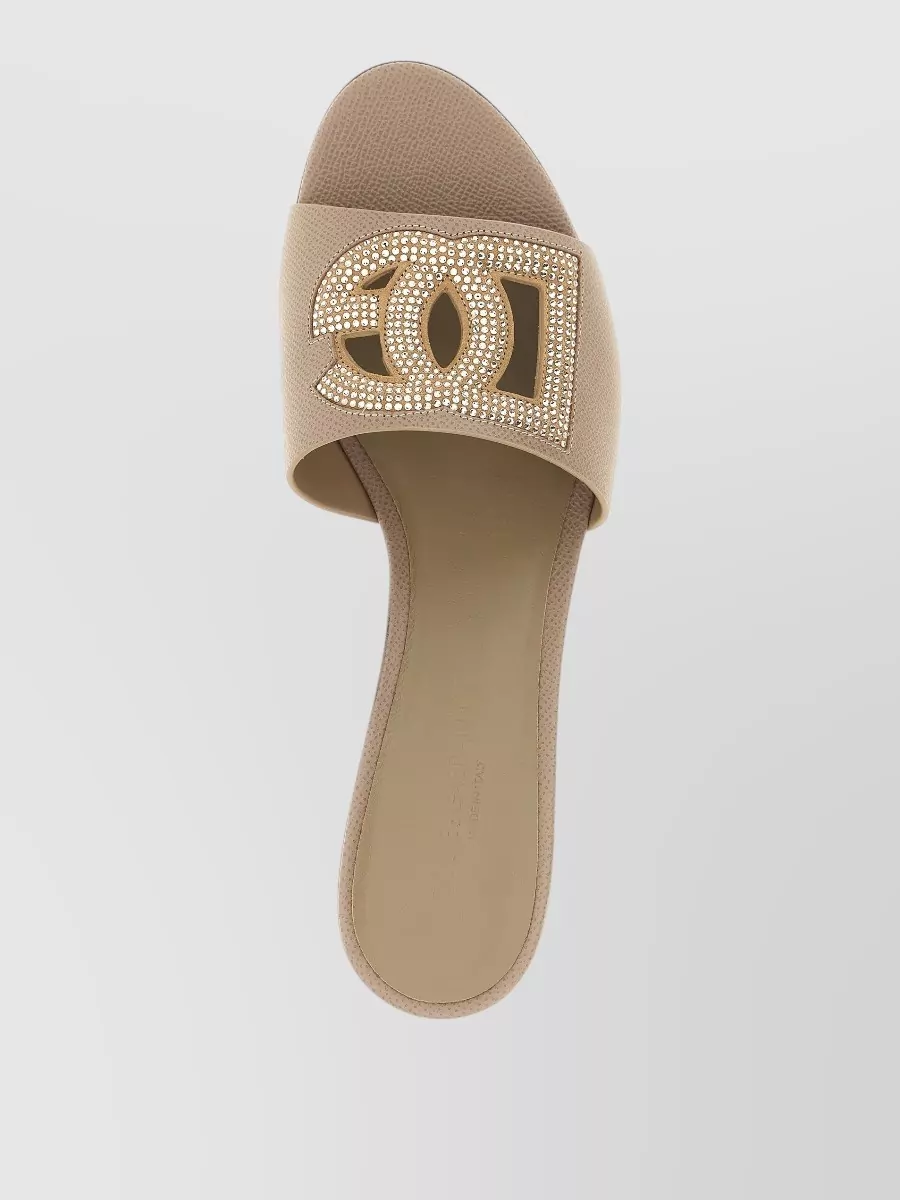 Dolce&Gabbana Leather Crystal-Embellished Cutout Mules