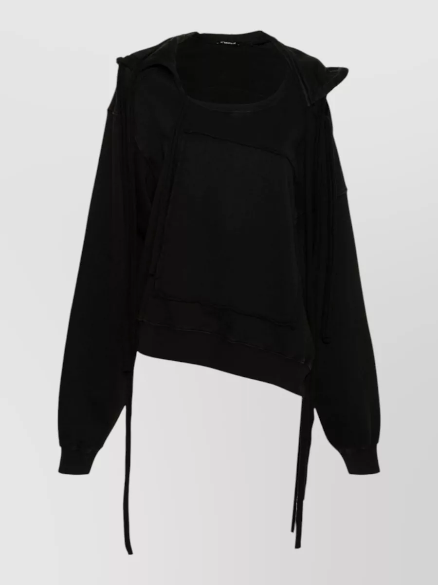 Ottolinger Deconstructed Cotton Draped Cutout Hoodie