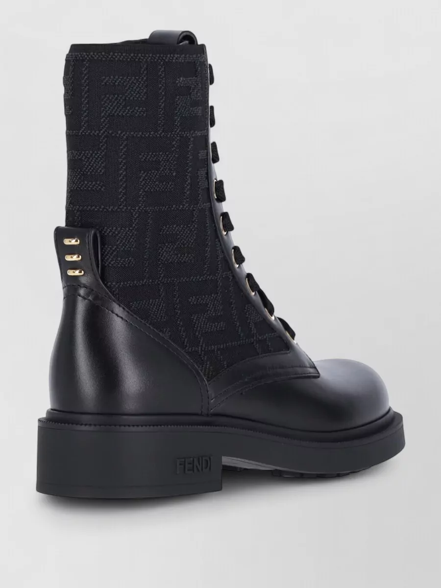 Fendi Ankle Length Boots Chunky Heel Round Toe