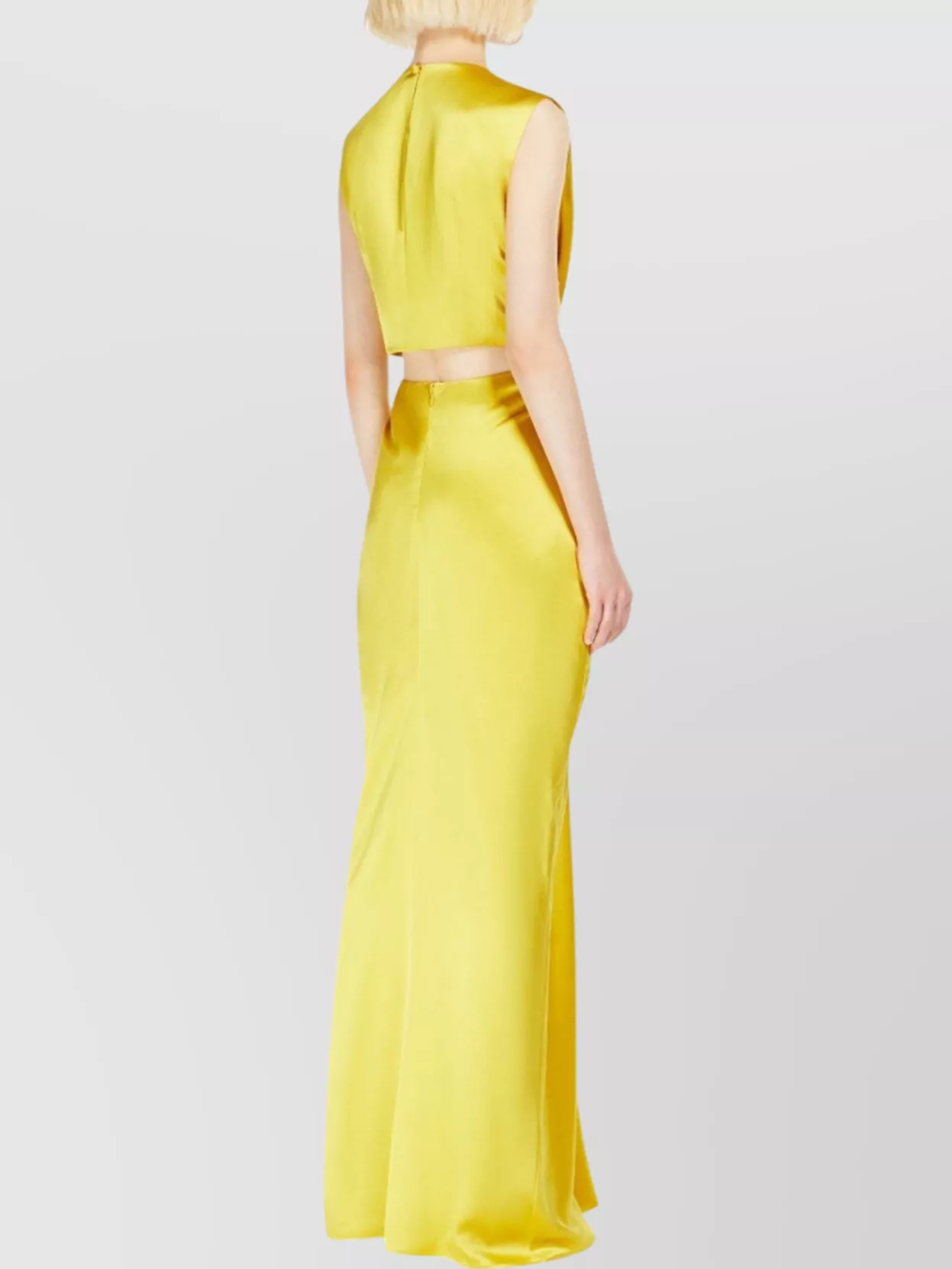 Max Mara Front Draped Dress With Metal Ring Accent In Yellow