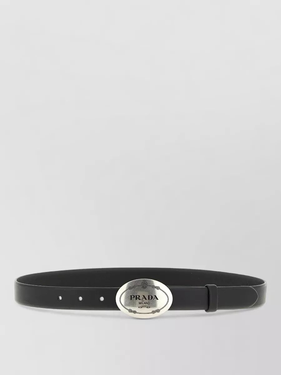 Prada Leather oval buckle belt