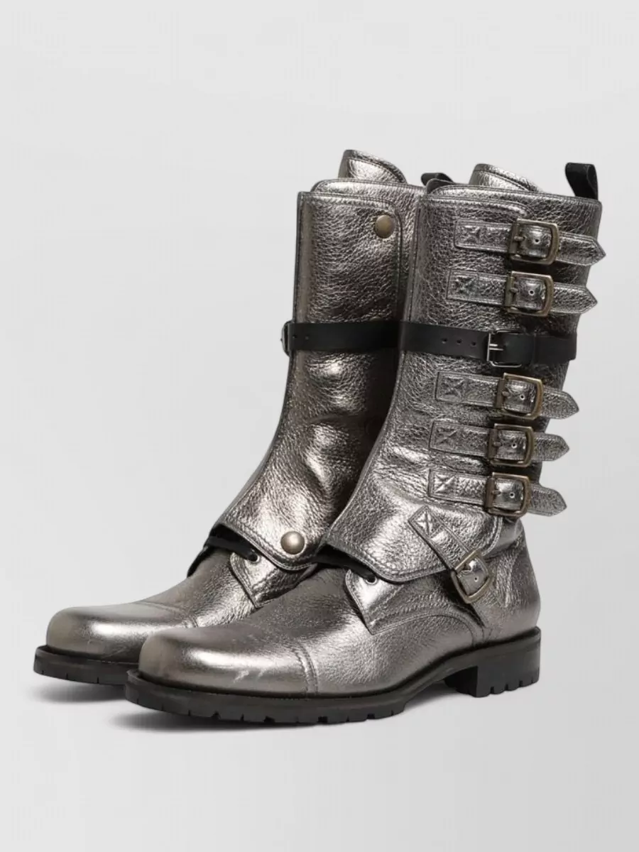 Dolce&Gabbana Leather Buckle Combat Boots