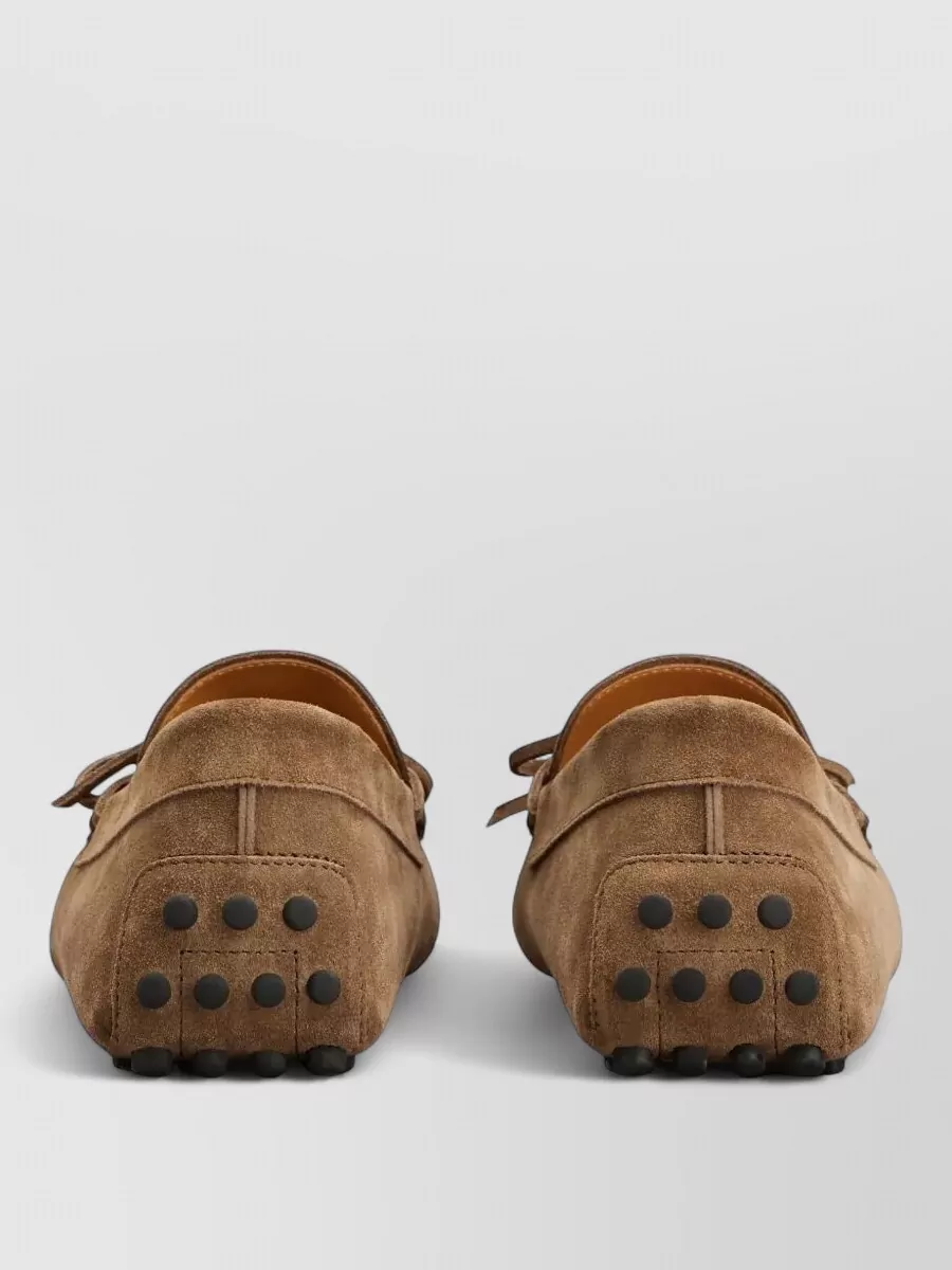 Tod's Suede Gommino Loafers Lace Detail Bow