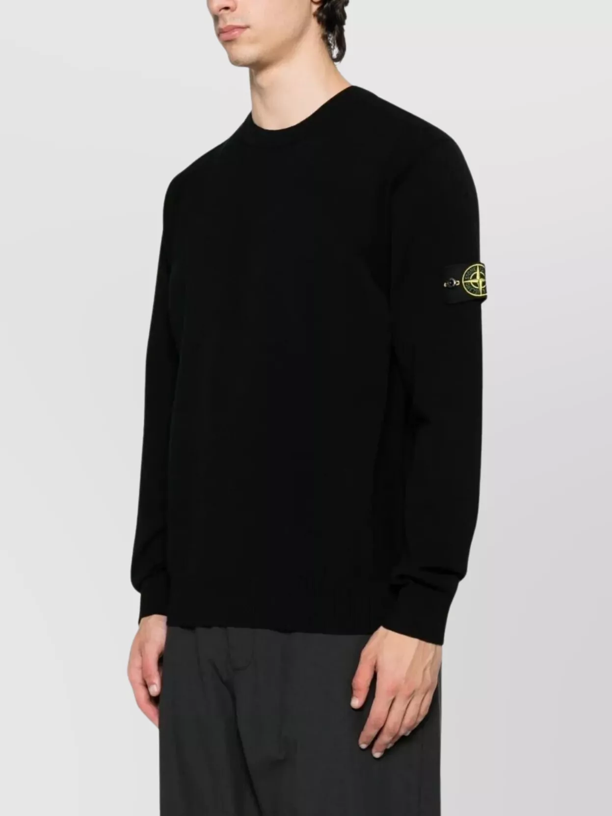 Stone Island Wool Crewneck Sweater Ribbed Cuffs