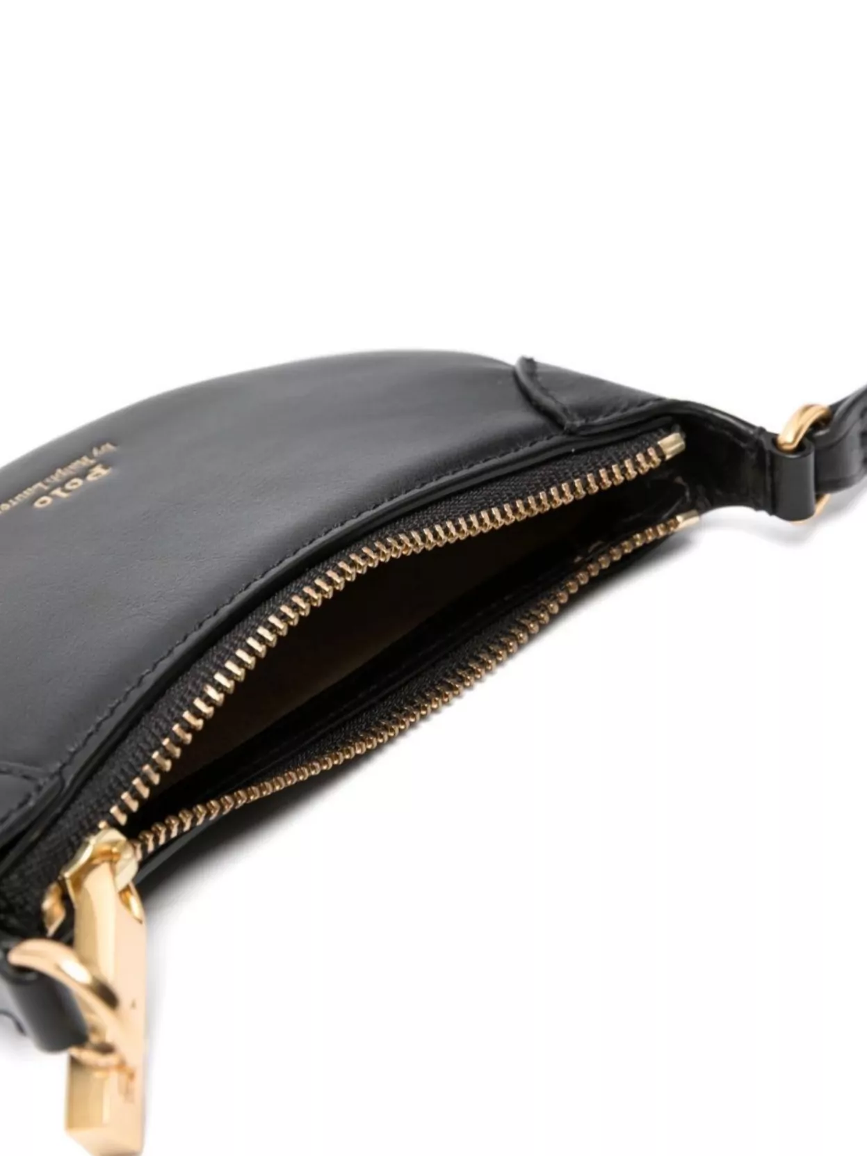 Shop Ralph Lauren Leather Id Card Holder With Handle And Strap In Black