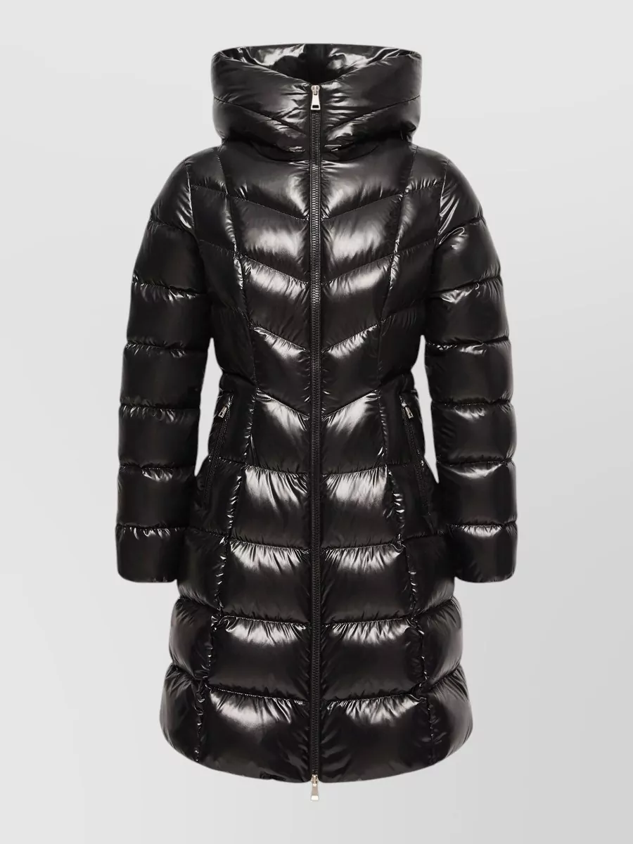 Moncler down hooded mid-length slim-fit puffer jacket